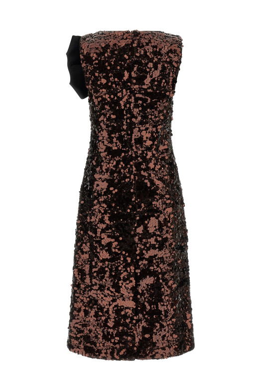 'Velvet Sequins Straight Midi' dress Brown