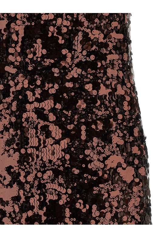 'Velvet Sequins Straight Midi' dress Brown