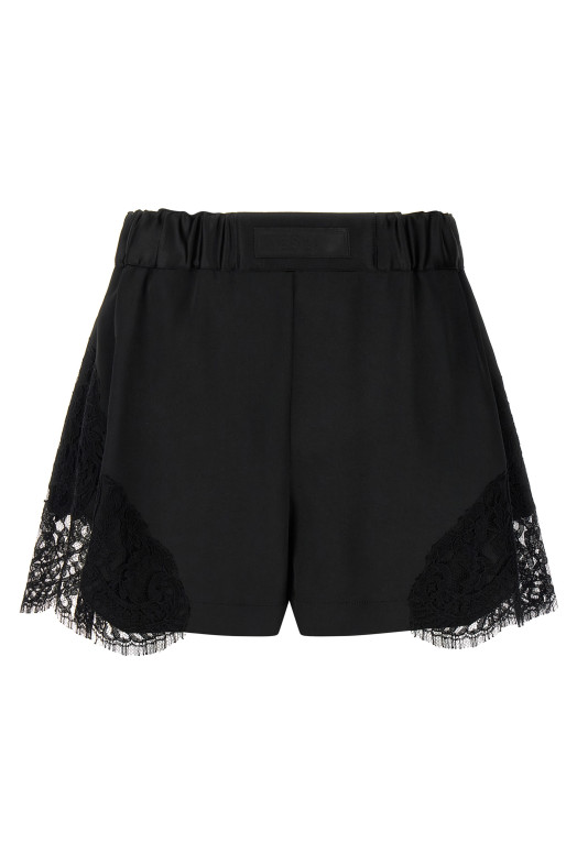 Lace insert shorts Black