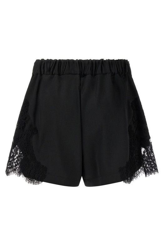 Lace insert shorts Black