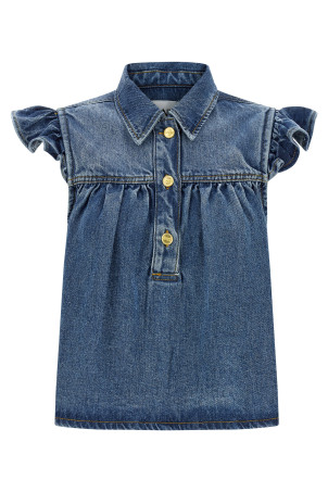 'Denim Ruffle' top Blue