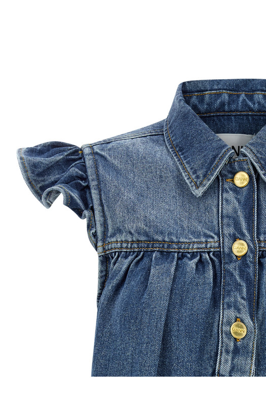 'Denim Ruffle' top Blue