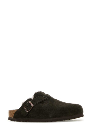 Dark brown suede Boston slippers Brown BIRKENSTOCK (1020529)