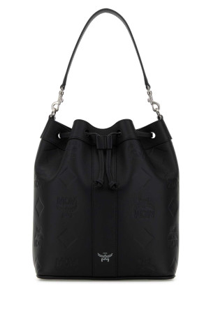 Black leather bucket bag Black and white MCM (MWDGSDU01)