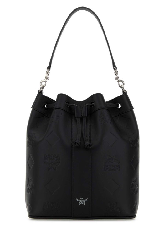 Black leather bucket bag Black and white MCM (MWDGSDU01)