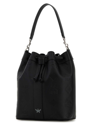Black leather bucket bag Black and white MCM (MWDGSDU01)