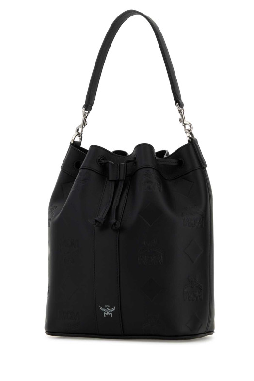 Black leather bucket bag Black and white MCM (MWDGSDU01)