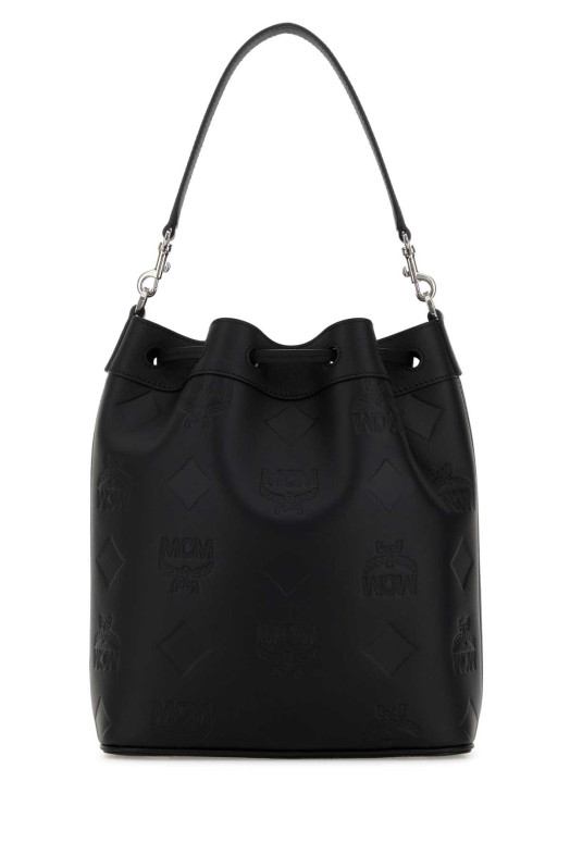 Black leather bucket bag Black and white MCM (MWDGSDU01)
