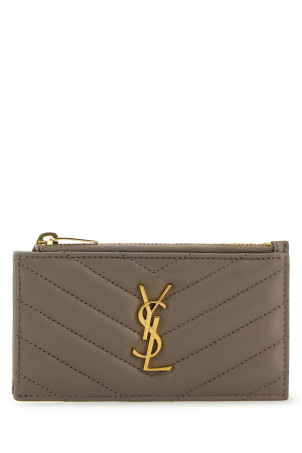 Dove grey leather card holder SAINT LAURENT (607915AAA44)