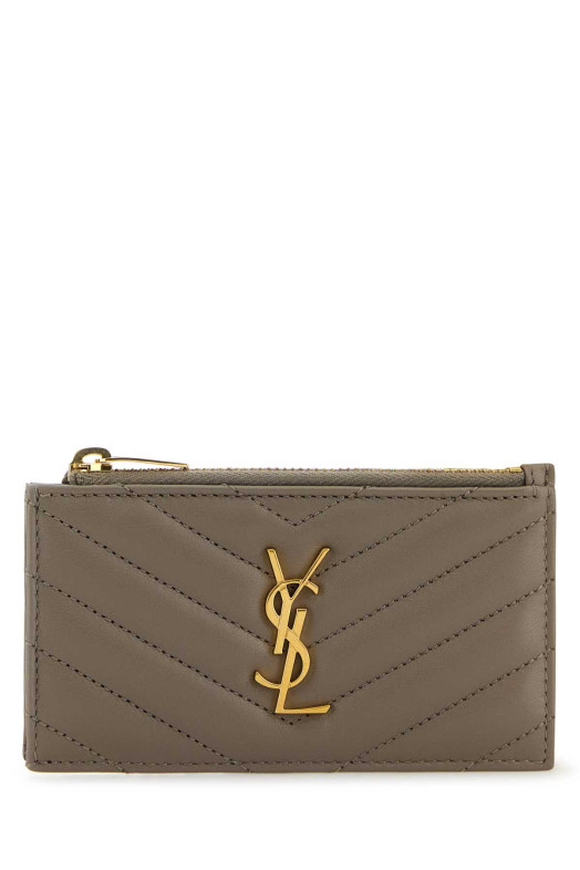 Dove grey leather card holder SAINT LAURENT (607915AAA44)