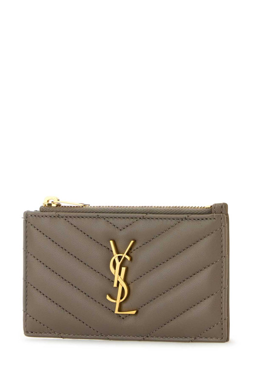 Dove grey leather card holder SAINT LAURENT (607915AAA44)
