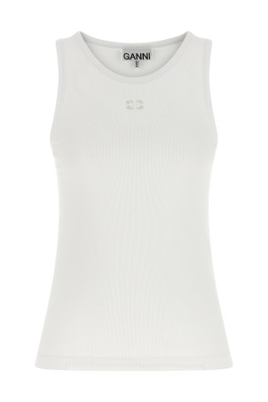 Logo embroidery tank top White