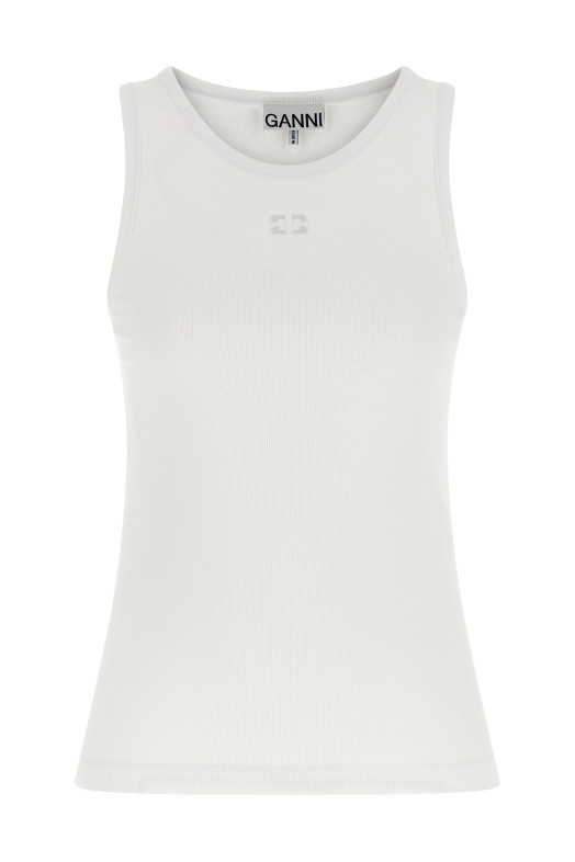 Logo embroidery tank top White