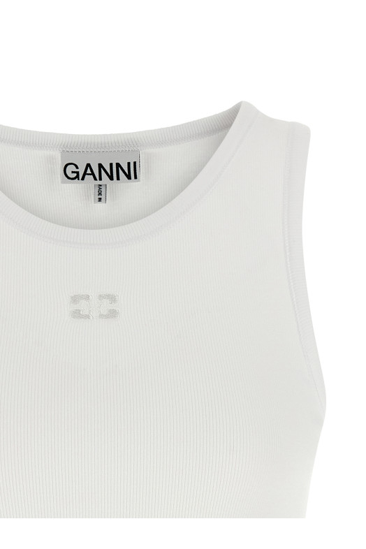 Logo embroidery tank top White