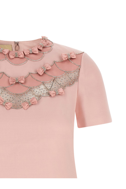 Платье с бантиком Valentino Garavani Розовое B3VAHG61CFR13