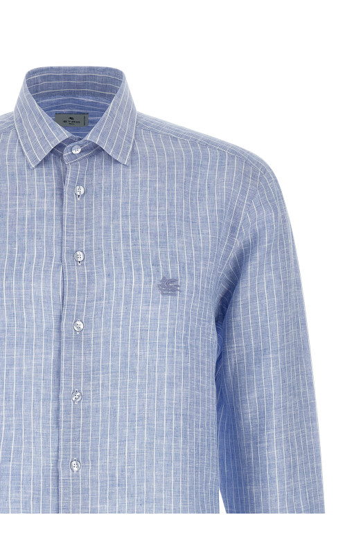 Рубашка из полосатого льна СИНЯЯ ETRO MRIB000299TB301B0193