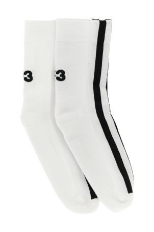 Носки «Y-3 Stripes» Черно-серые IZ3172WHITE