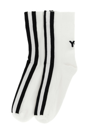 Носки «Y-3 Stripes» Черно-серые IZ3172WHITE