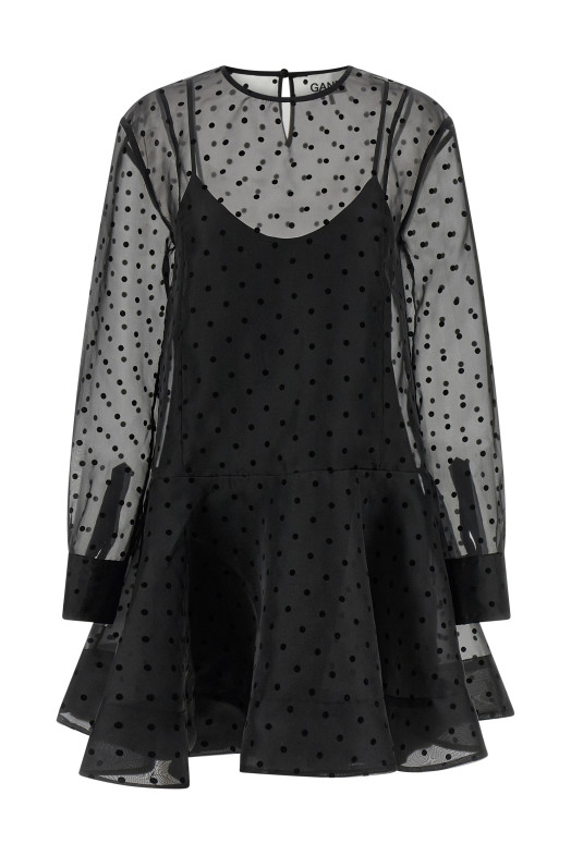 'Black Organza Circle Collar' dress Black