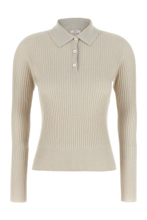 Поло з ребристою фактурою Lurex Бежевий A99344F1809287940