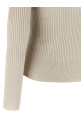 Lurex ribbed polo shirt Beige