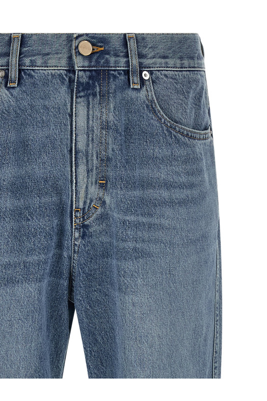 Джинсы с эффектом выцветания Blue GUCCI 844629XDDD24009