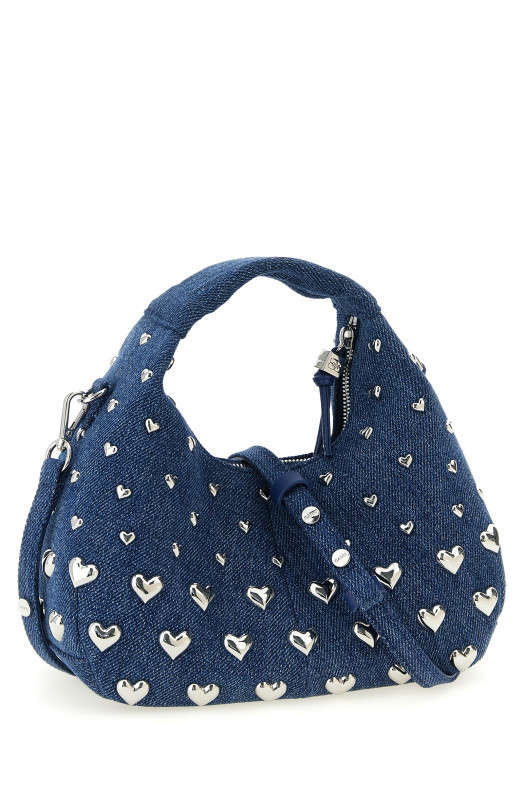 'Denim Stud Mini Hobo' handbag Blue