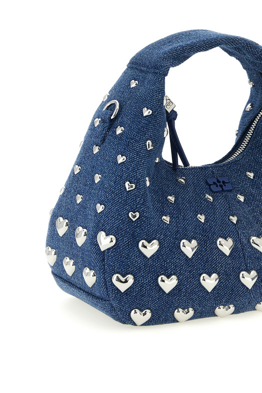 'Denim Stud Mini Hobo' handbag Blue