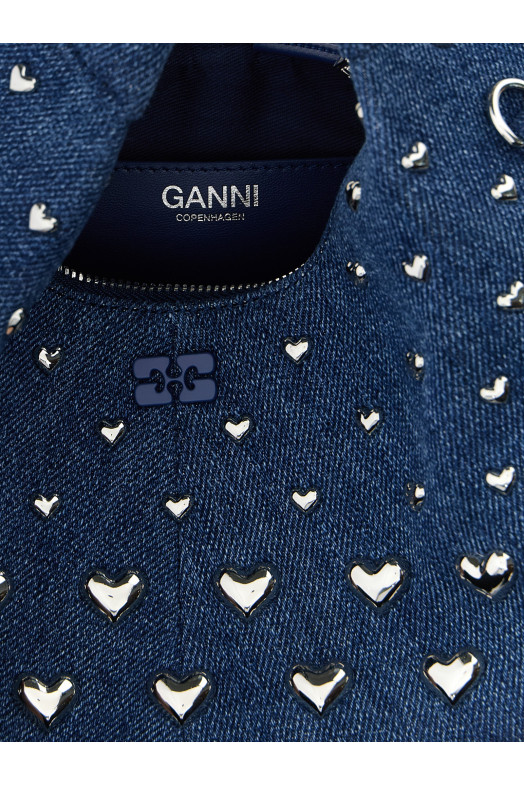 'Denim Stud Mini Hobo' handbag Blue