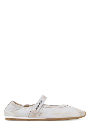 White leather ballerinas Black MIU MIU (5F370EF0053ZLT)