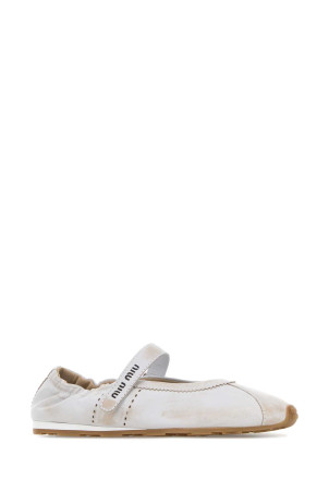 White leather ballerinas Black MIU MIU (5F370EF0053ZLT)