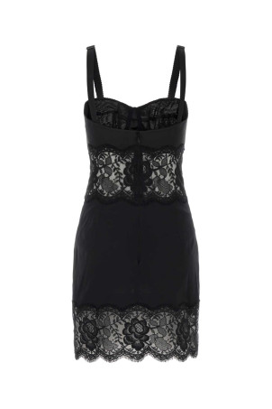 Black satin and lace dress Black DOLCE & GABBANA (F60A4TFUABF)