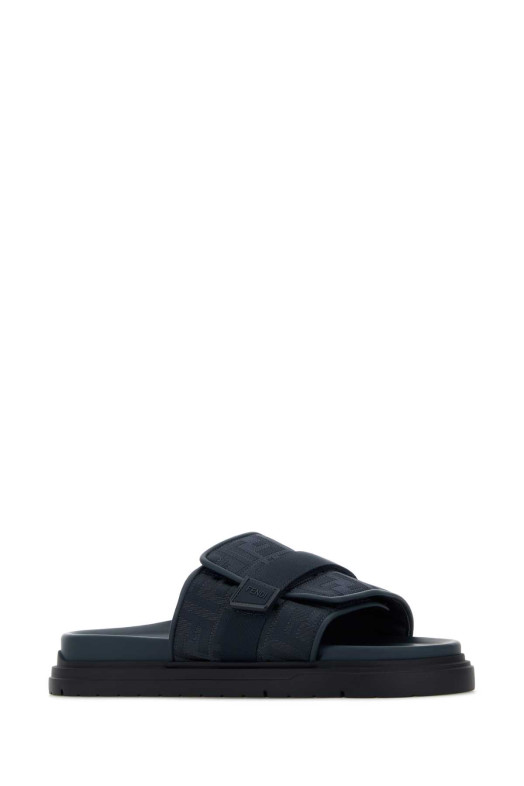Navy blue fabric Chunky slippers FENDI (7X1850AOMF)