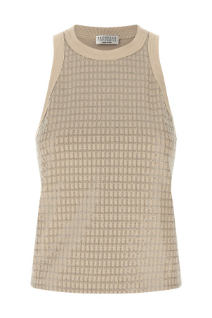 'Dazzling Check Embroidery' top Beige