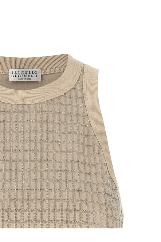 Топ «Ослепительная вышивка в клетку» Бежевый M0T18HK500C8539