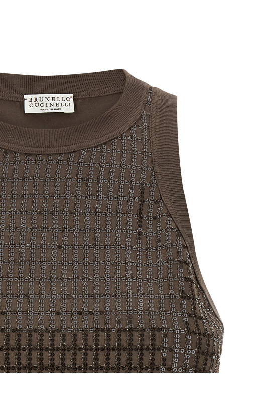 Топ «Ослепительная вышивка в клетку» Коричневый M0T18HK500C8589