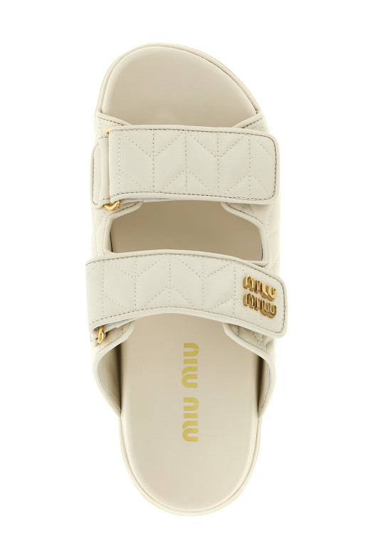 Сандалии из мателассе-наппы Белые MIU MIU 5XX640F01088TF0009
