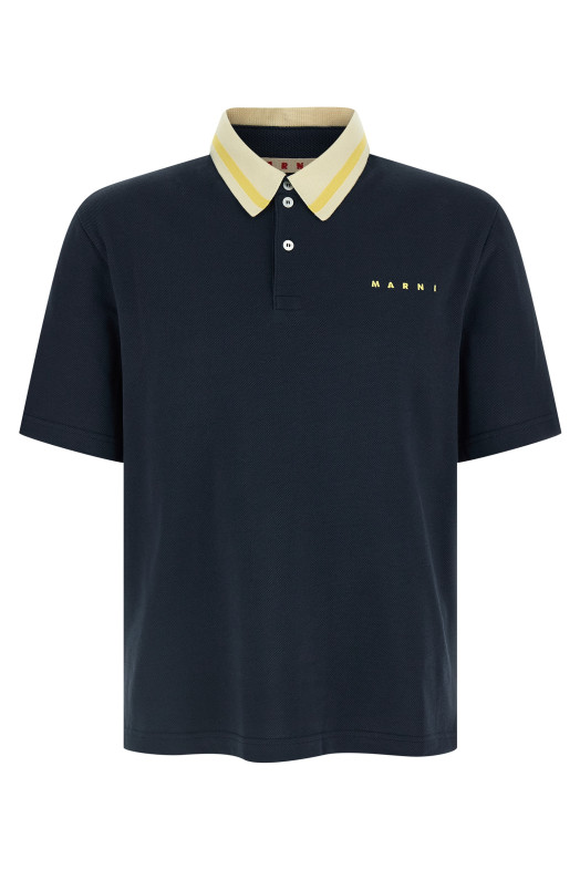 Piqué cotton polo shirt Blue