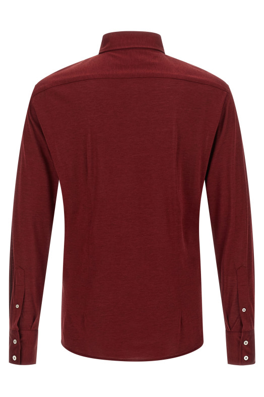 Шелково-хлопковая рубашка бордо BRUNELLO CUCINELLI MR8326686C2435