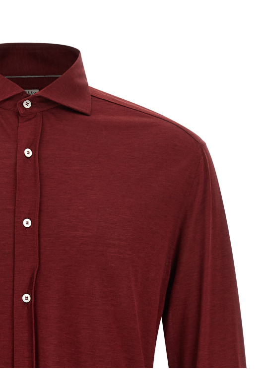 Шелково-хлопковая рубашка бордо BRUNELLO CUCINELLI MR8326686C2435