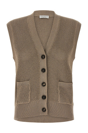 'Sparkling' cotton vest Brown