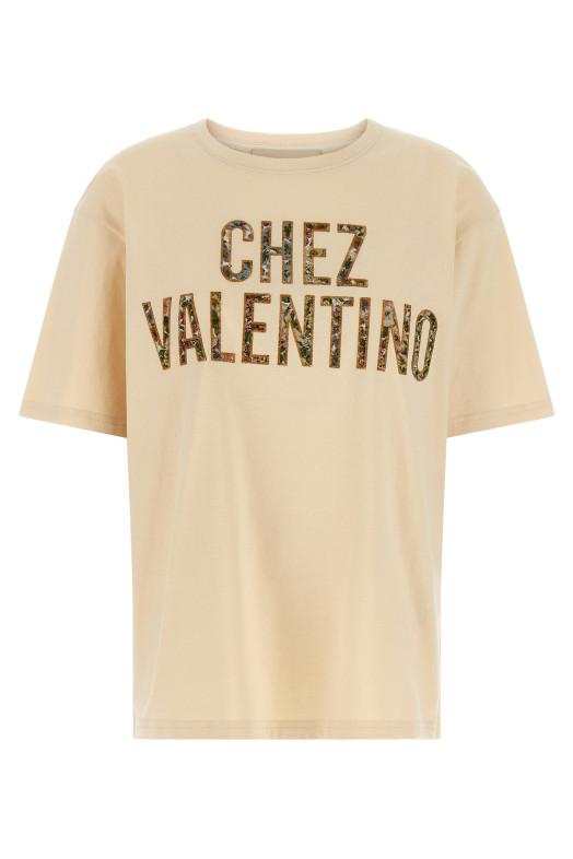 Valentino Garavani «Chez Valentino» Бежевая футболка B3MG26AA5JET5