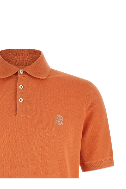 Логотип на оранжевой рубашке-поло BRUNELLO CUCINELLI ME8548788CBG36