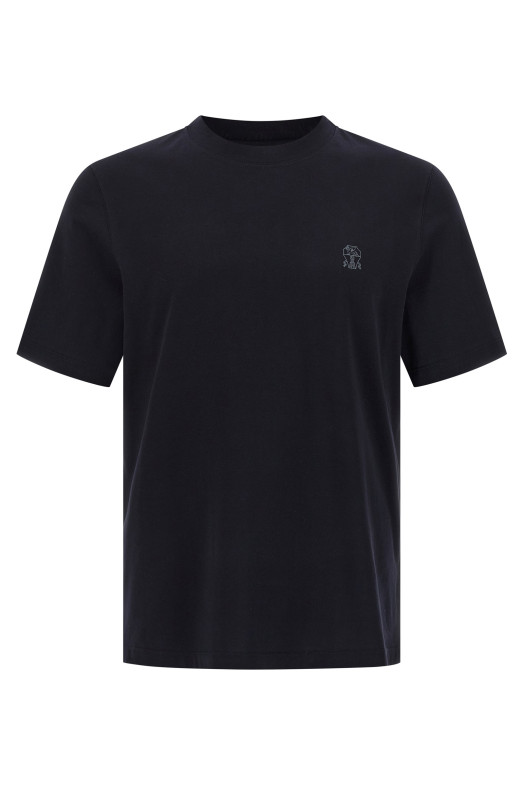 Футболка с логотипом Синяя BRUNELLO CUCINELLI M0B138440CD361