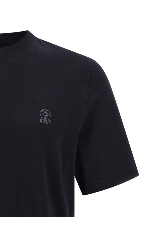 Футболка с логотипом Синяя BRUNELLO CUCINELLI M0B138440CD361