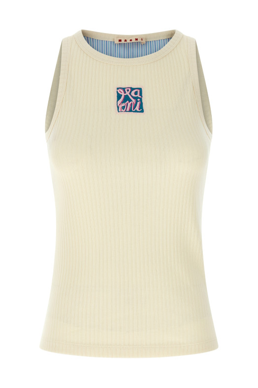 Logo patch tank top Beige