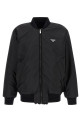 Eco-fur and Re-Nylon reversible bomber jacket Black