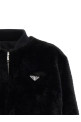 Eco-fur and Re-Nylon reversible bomber jacket Black
