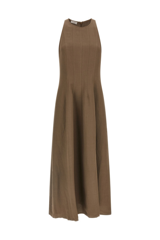 Платье А-силуэта Коричневое BRUNELLO CUCINELLI MH126A5171C2925