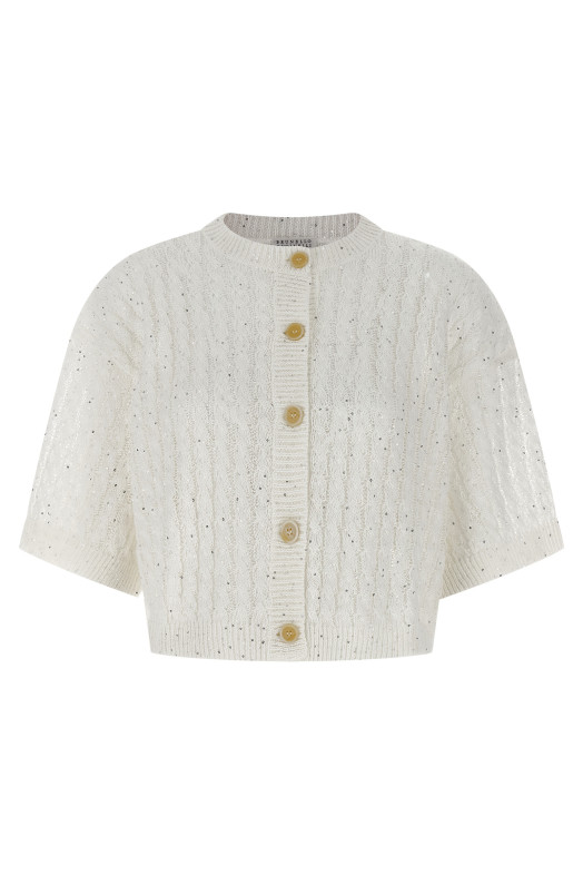 'Dazzling Cable' cardigan White